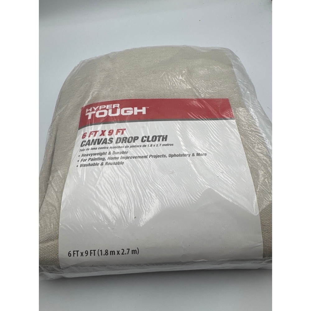Hyper Tough 6 ft x 9 ft Canvas Drop Cloth Heavyweight Painting Tarp Reusable NEW